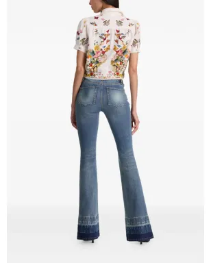 alice + olivia Rosie floral puff-sleeve cropped shirt - White - サムネイル4