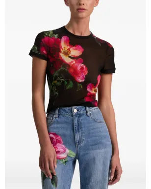 alice + olivia テス花柄クルーネックTシャツ ブラック - サムネイル5