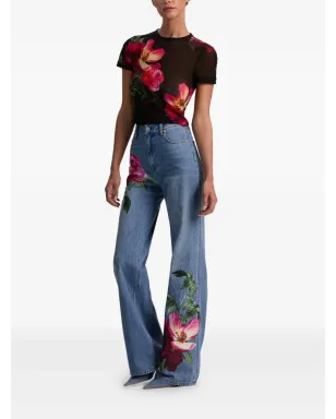 alice + olivia テス花柄クルーネックTシャツ ブラック - サムネイル3