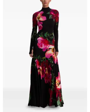 alice + olivia アウグスタ 花柄 ハイネック マキシドレス - Black - サムネイル2