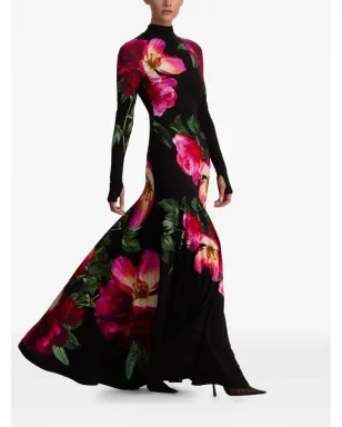 alice + olivia アウグスタ 花柄 ハイネック マキシドレス - Black - サムネイル3