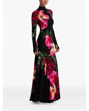 alice + olivia アウグスタ 花柄 ハイネック マキシドレス - Black - サムネイル4