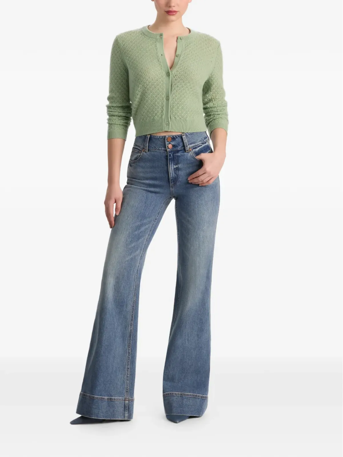 alice + olivia Dollie pointelle cardigan - 画像2