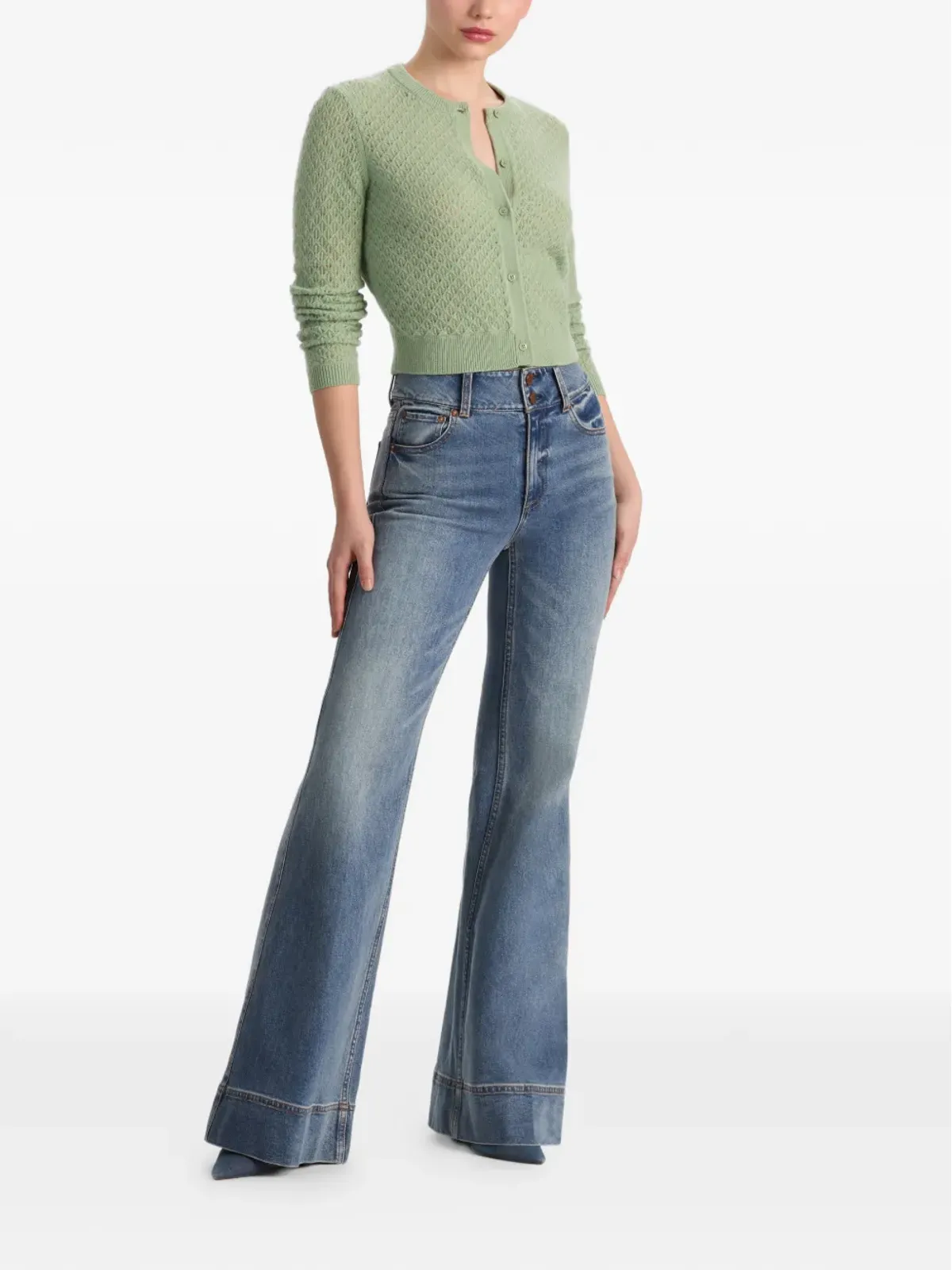 alice + olivia Dollie pointelle cardigan - 画像3