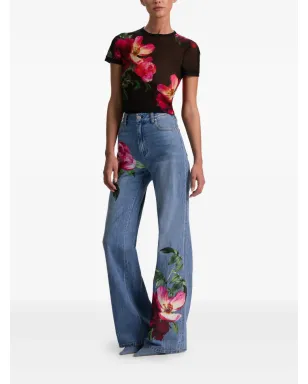 alice + olivia シックな花柄フルレングスジーンズ - ブルー - サムネイル3