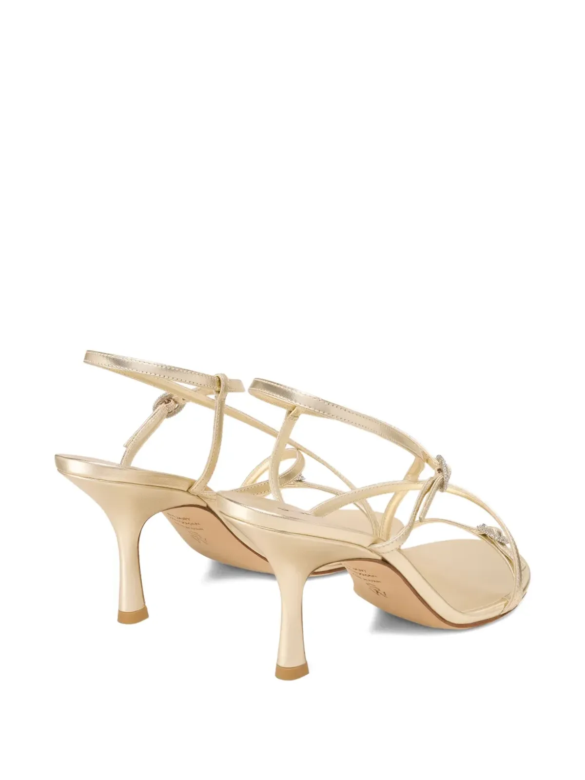 Stuart Weitzman ケンジントン ストラッピー クリスタル付きヒールサンダル（ゴールド） - 画像3