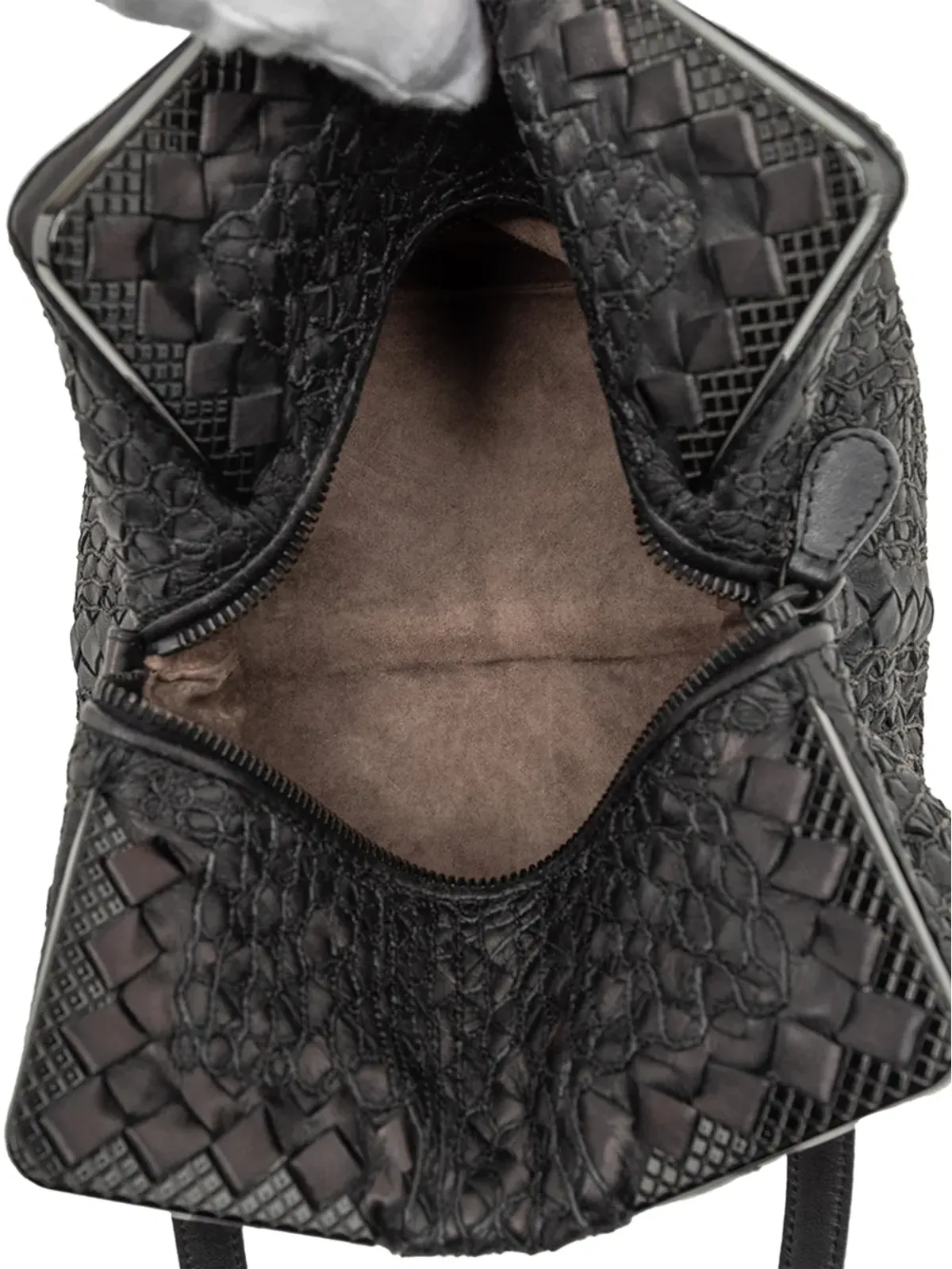 Bottega Veneta Pre-Owned ナッパ・イントレッチャート スクエア ハンドバッグ - ブラック - 画像5