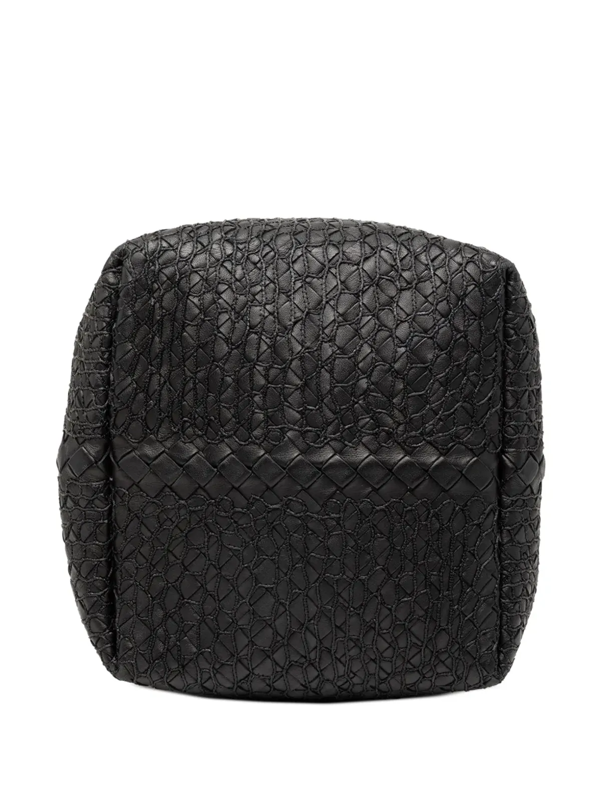 Bottega Veneta Pre-Owned ナッパ・イントレッチャート スクエア ハンドバッグ - ブラック - 画像4