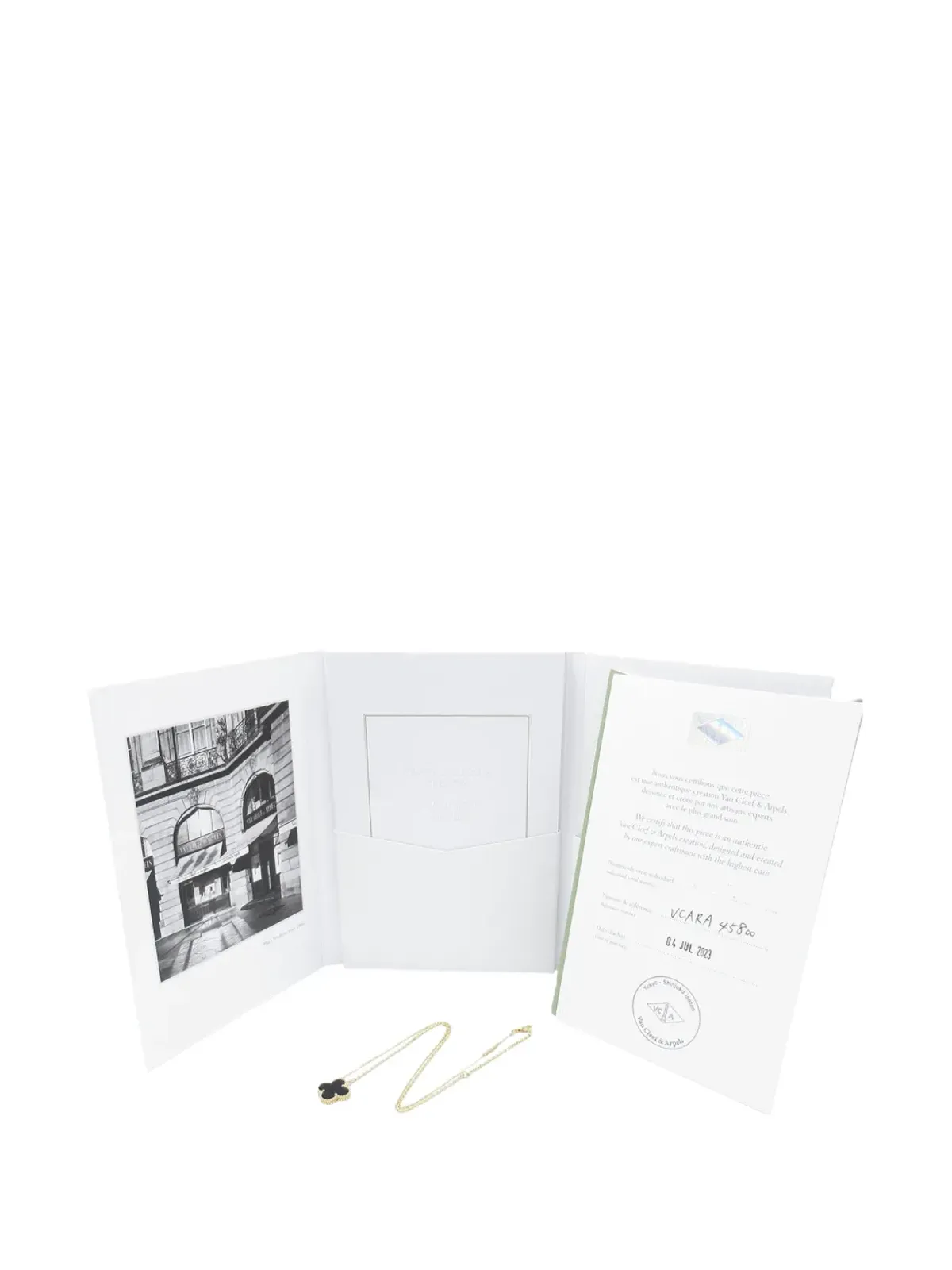 Van Cleef & Arpels ビンテージ アルハンブラ ペンダント ネックレス（18K イエローゴールド×オニキス、ブラック） - 画像5