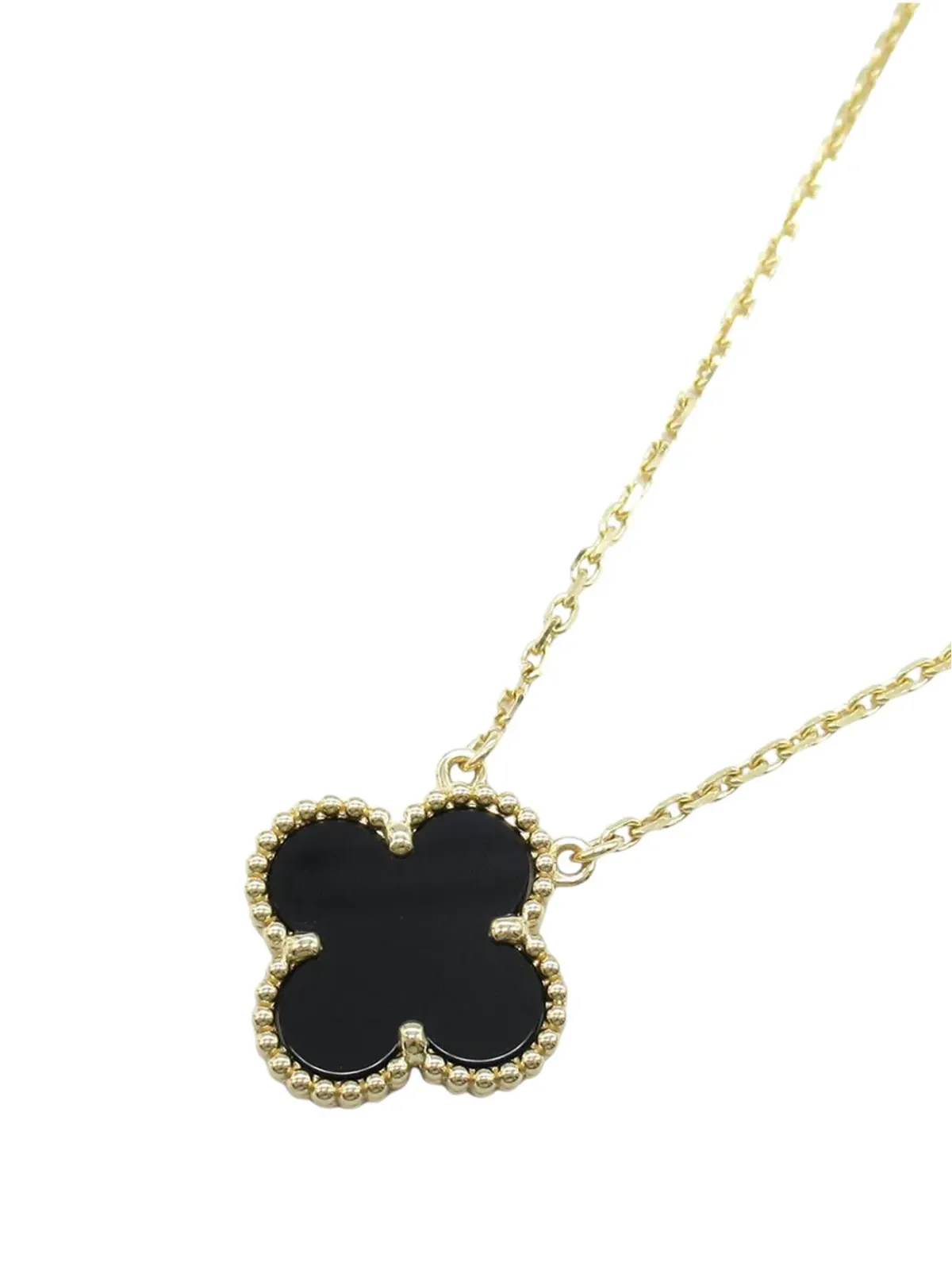 Van Cleef & Arpels ビンテージ アルハンブラ ペンダント ネックレス（18K イエローゴールド×オニキス、ブラック） - 画像2