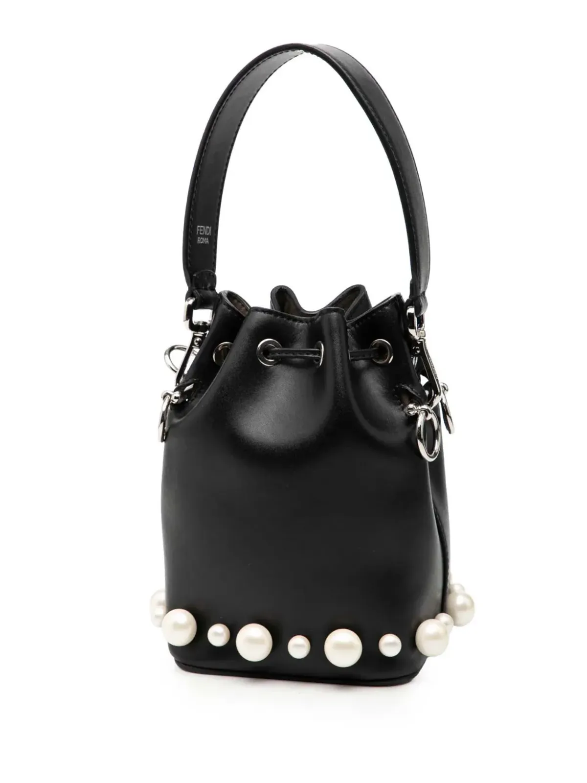 Fendi ビンテージ ミニ レザー パール Mon Tresor バケットバッグ/サッチェル - ブラック - 画像3
