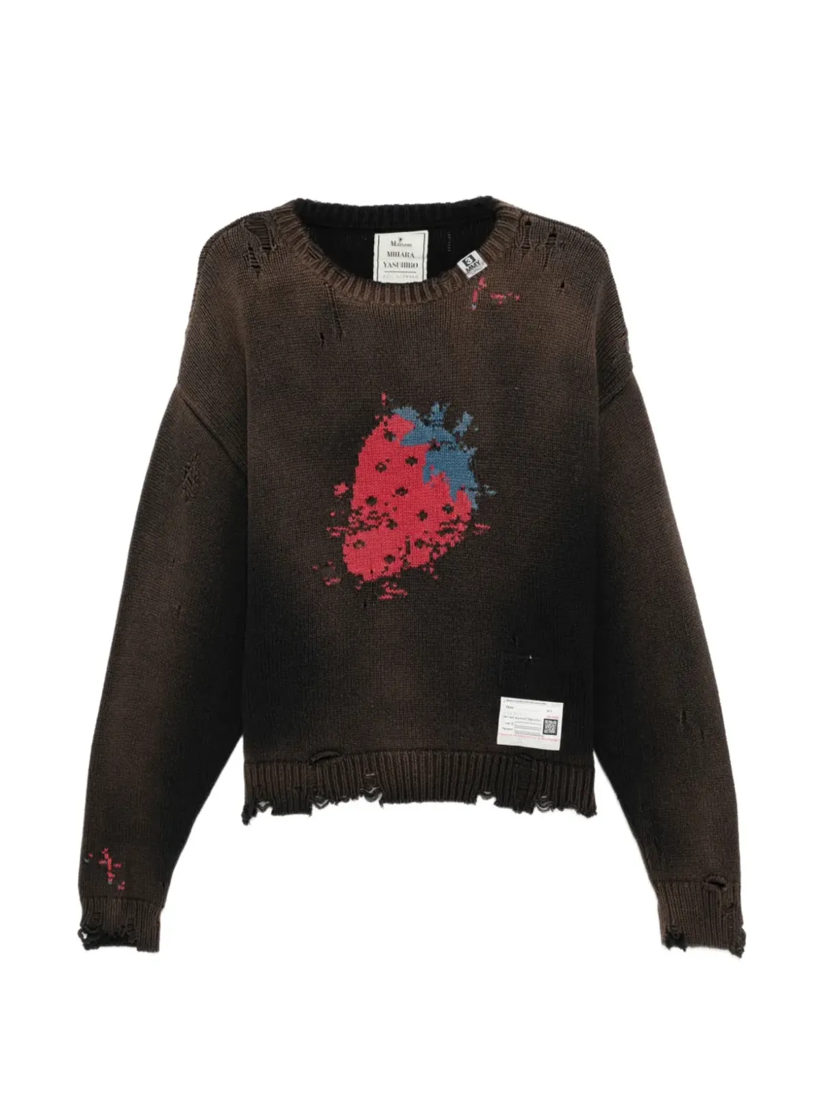 Maison MIHARA YASUHIRO distressed graphic jumper - Brown - 画像1