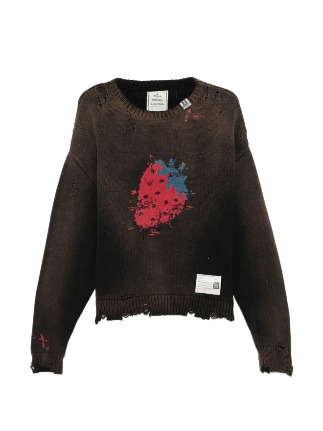 Maison MIHARA YASUHIRO Maison MIHARA YASUHIRO distressed graphic jumper - Brownの商品画像