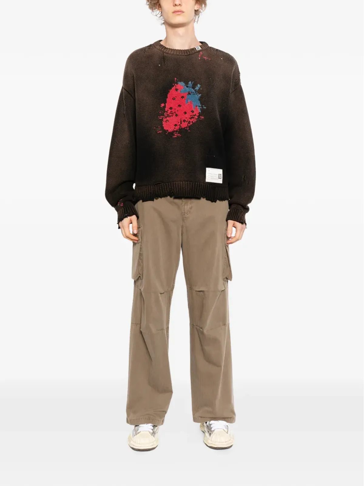 Maison MIHARA YASUHIRO distressed graphic jumper - Brown - 画像2