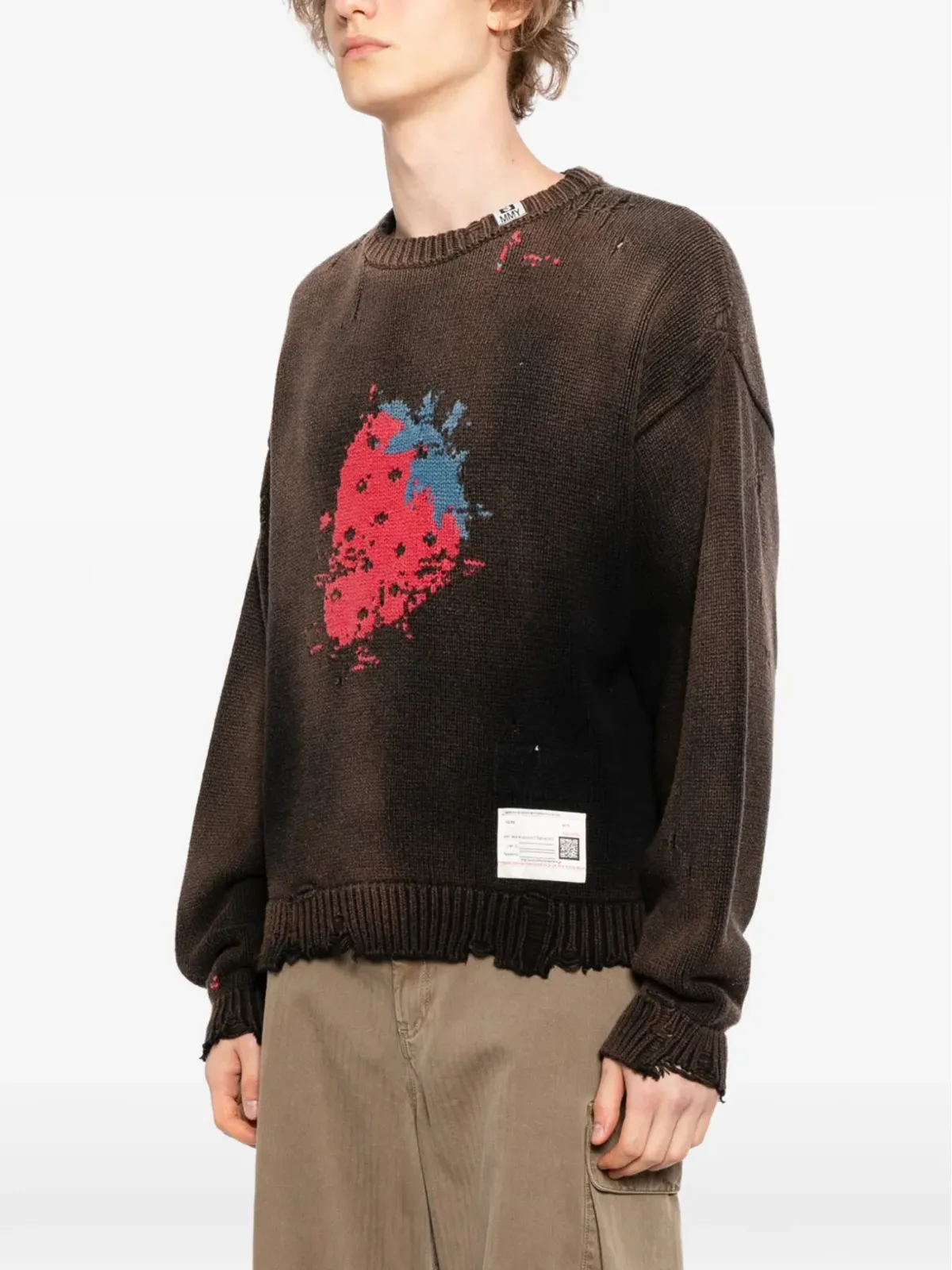 Maison MIHARA YASUHIRO distressed graphic jumper - Brown - 画像3