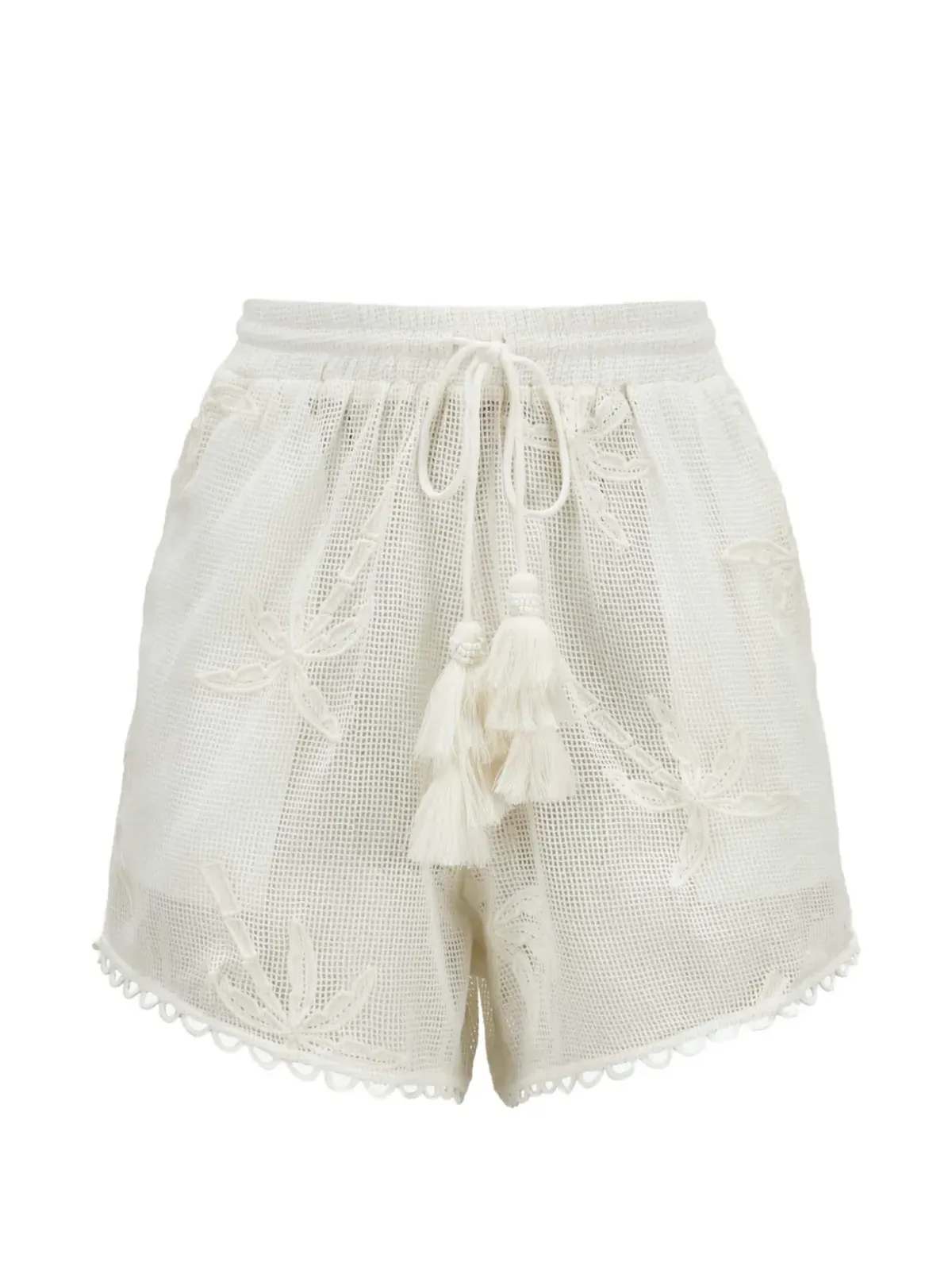 FARM Rio palm trees tassel mini shorts - White - 画像1