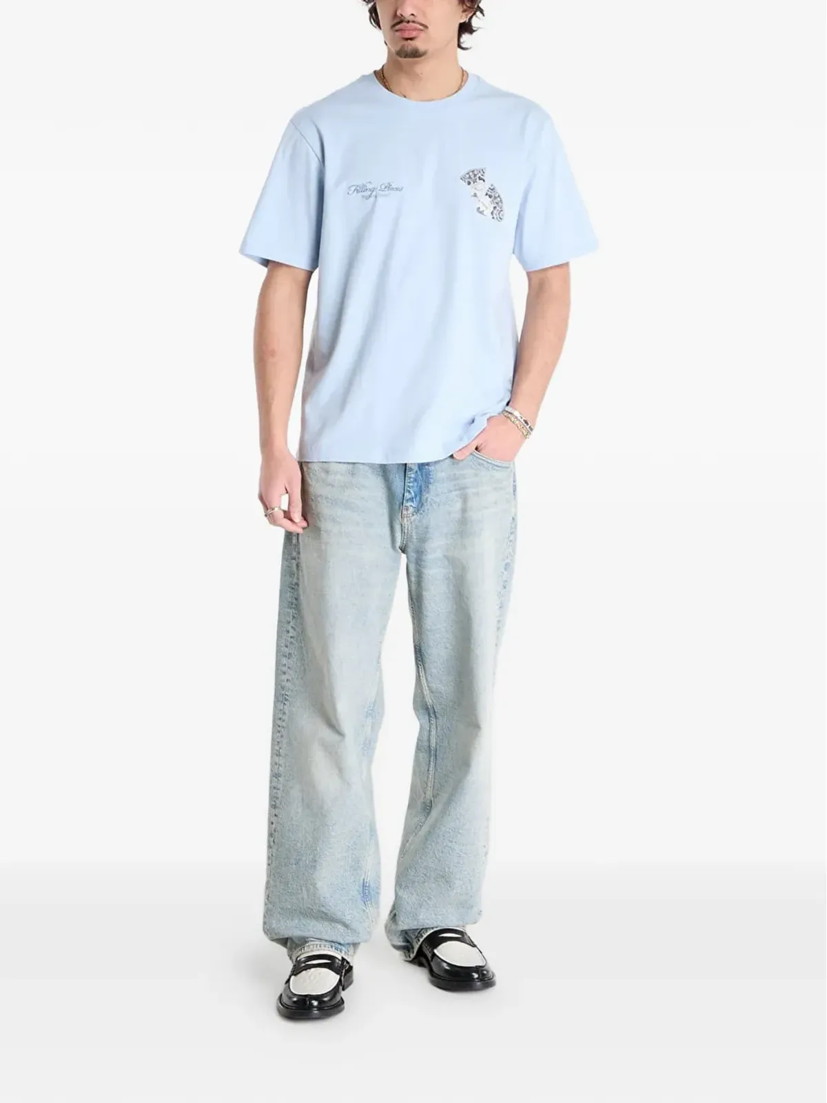 Filling Pieces ブロークンプレート Tシャツ ブルー - 画像2