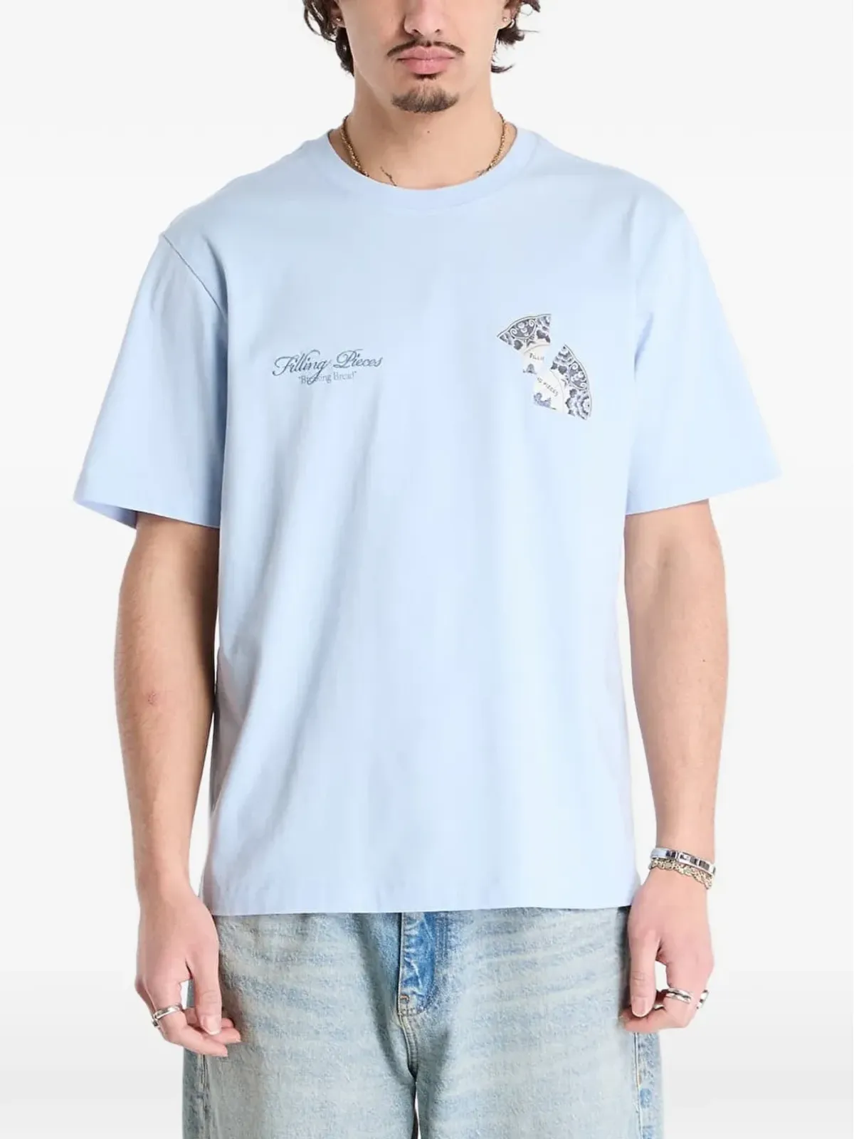 Filling Pieces ブロークンプレート Tシャツ ブルー - 画像3