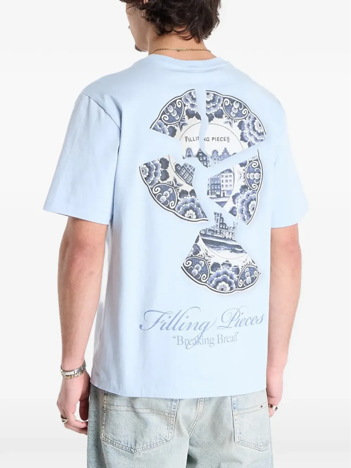 Filling Pieces ブロークンプレート Tシャツ ブルー - 画像4