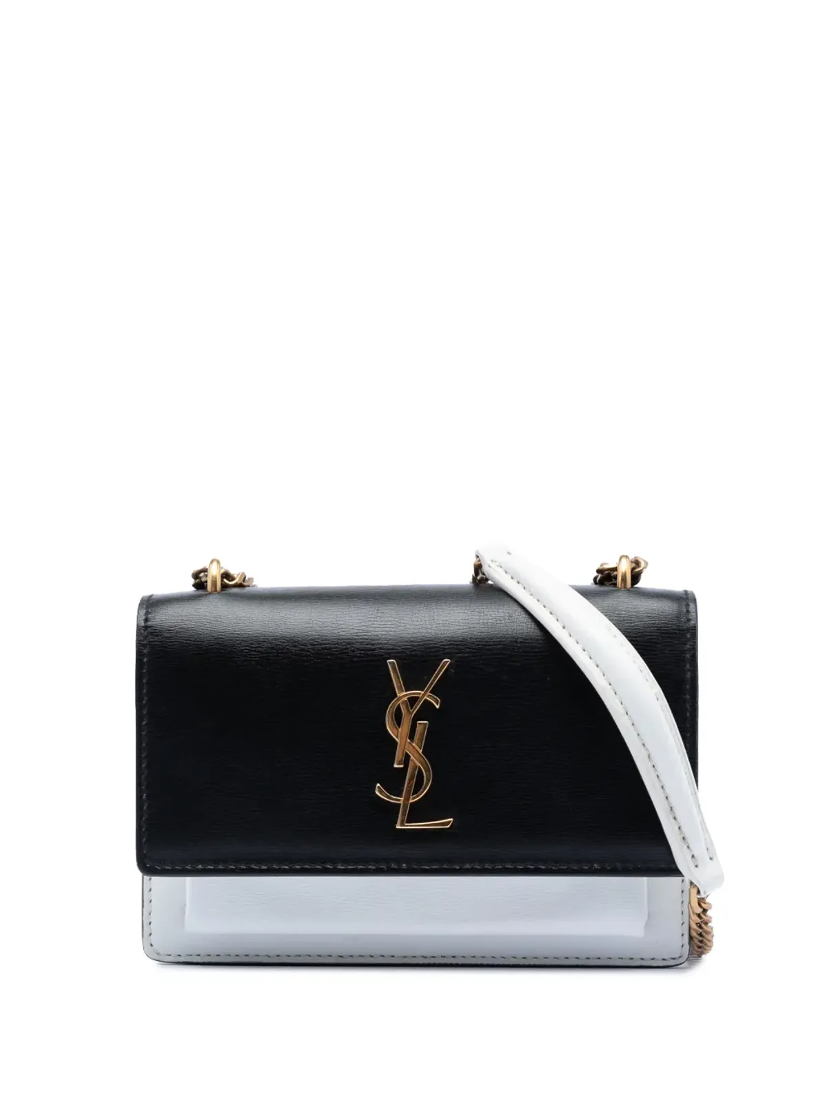 Saint Laurent ビンテージ 2018 バイカラー カーフスキン モノグラム サンセット ウォレット・オン・チェーン クロスボディ バッグ - ブラック - 画像1