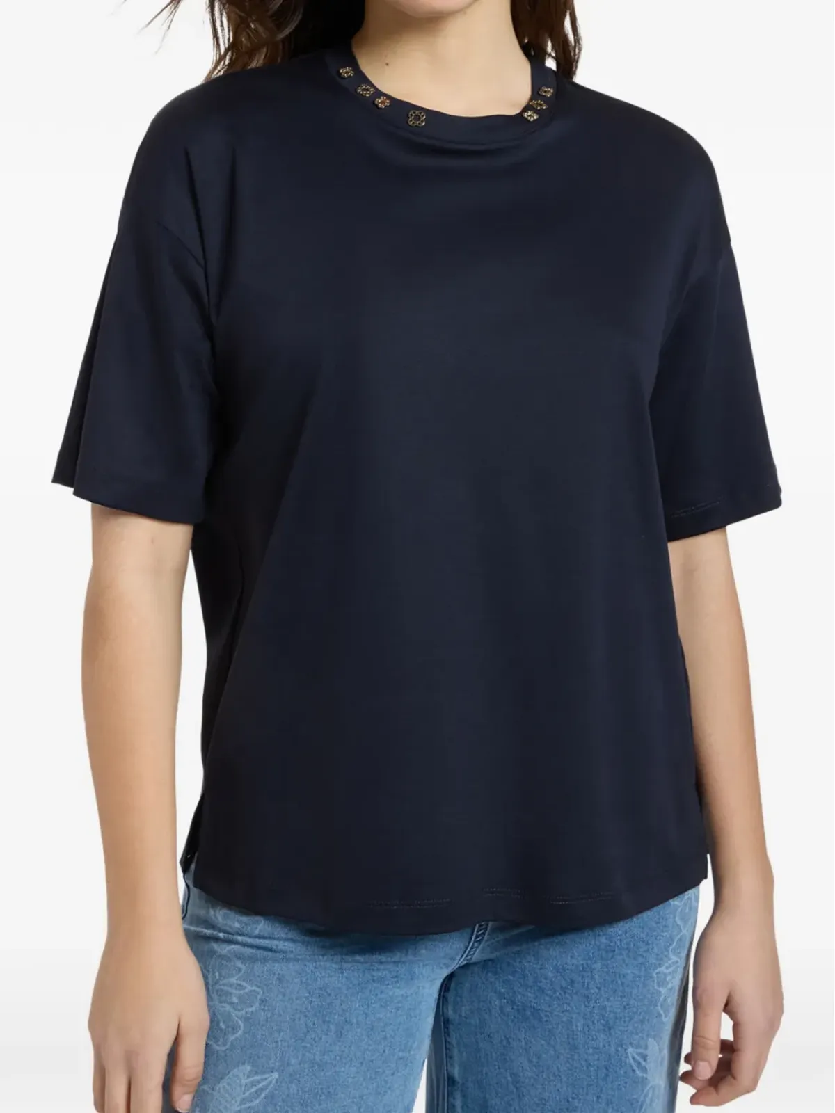 ELENA MIRO` アップリケ付きショートスリーブTシャツ - ブルー - 画像2