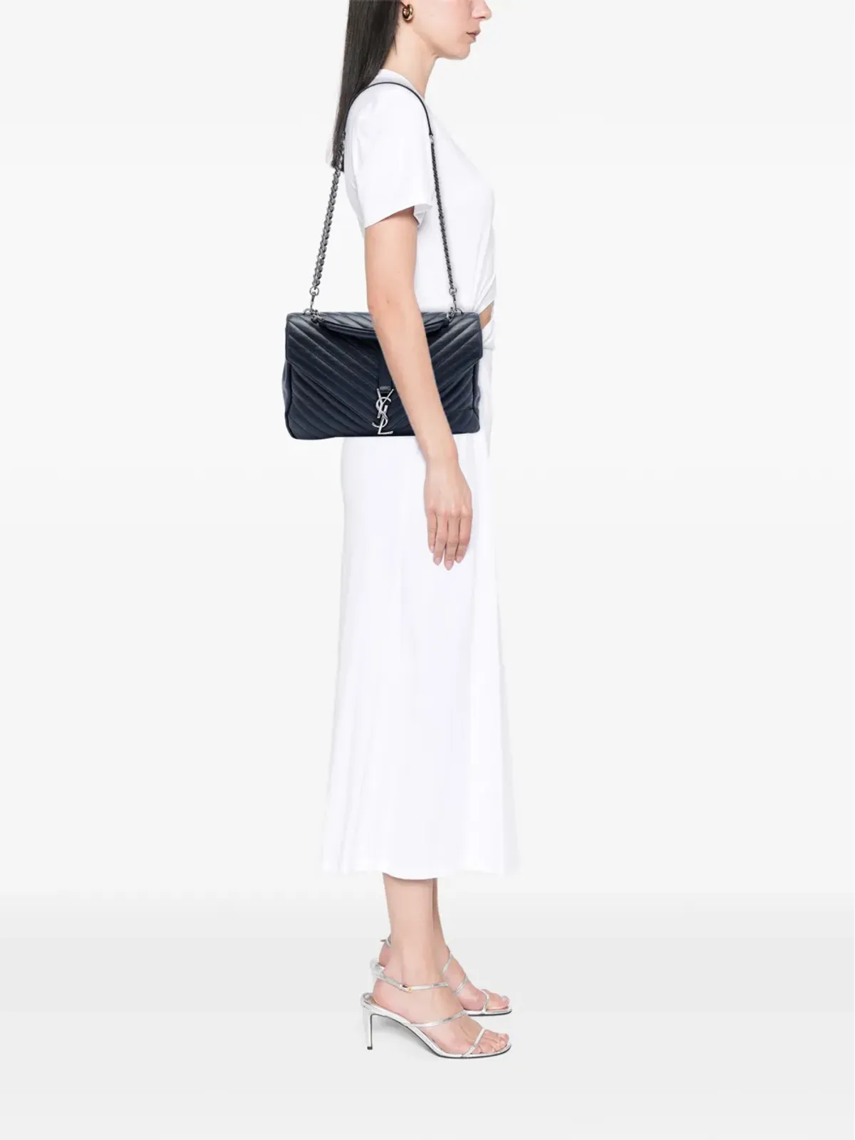 Saint Laurent Pre-Owned Chevron柄 シープスキン モノグラム コレッジサッチェル - 画像2