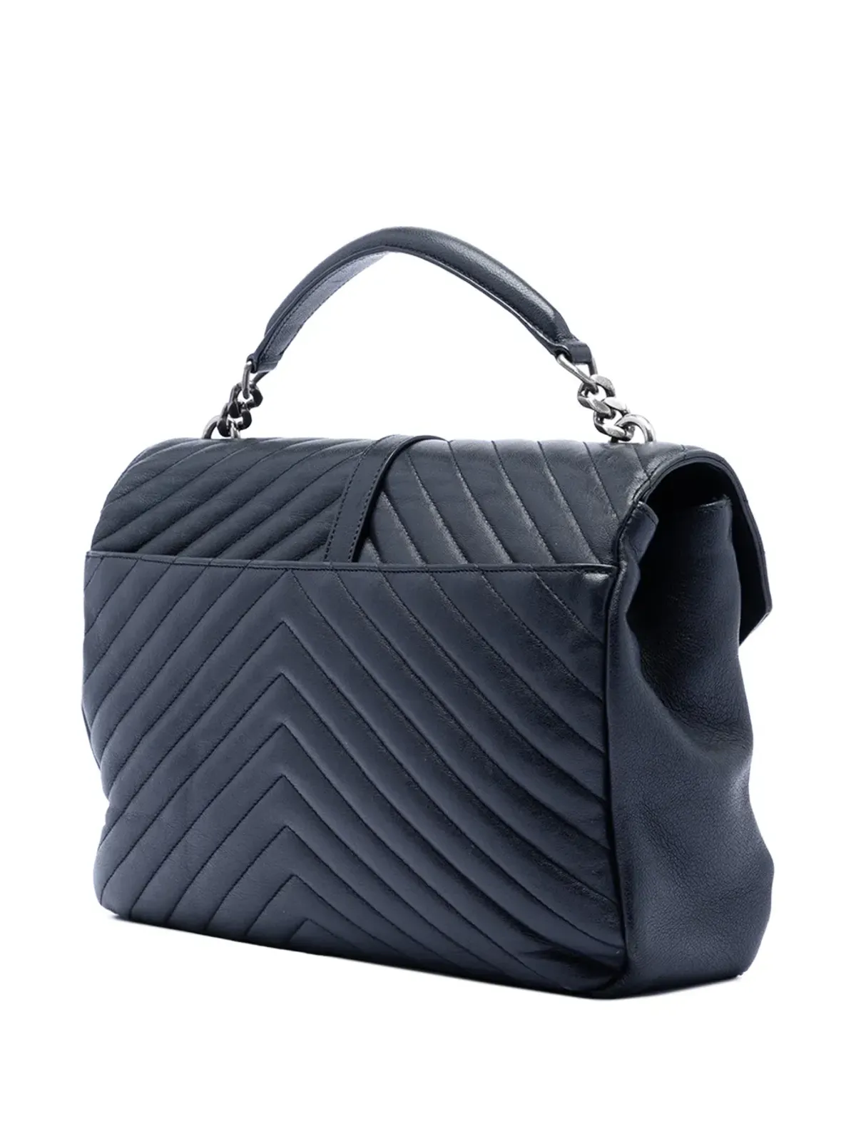 Saint Laurent Pre-Owned Chevron柄 シープスキン モノグラム コレッジサッチェル - 画像3
