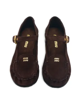 Miu Miu バックルストラップ ローファー ブラウン - サムネイル2