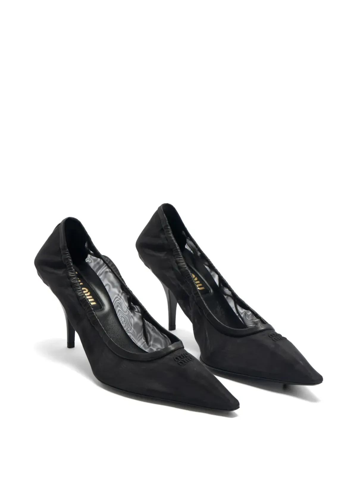 Miu Miu ruched-detail mesh pumps - 画像2