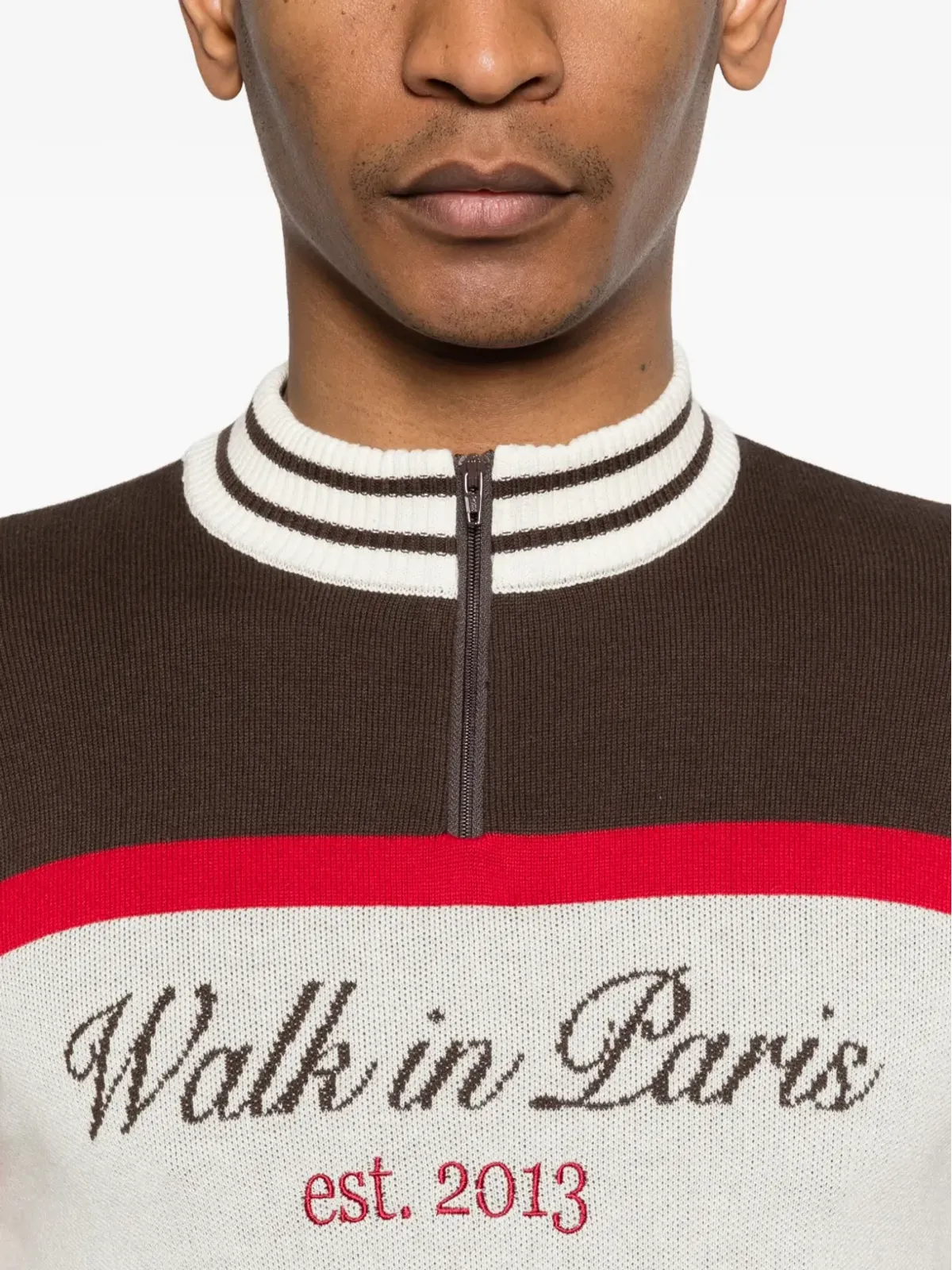 WALK IN PARIS ストライプ柄 半袖Tシャツ（ブラウン） - 画像5