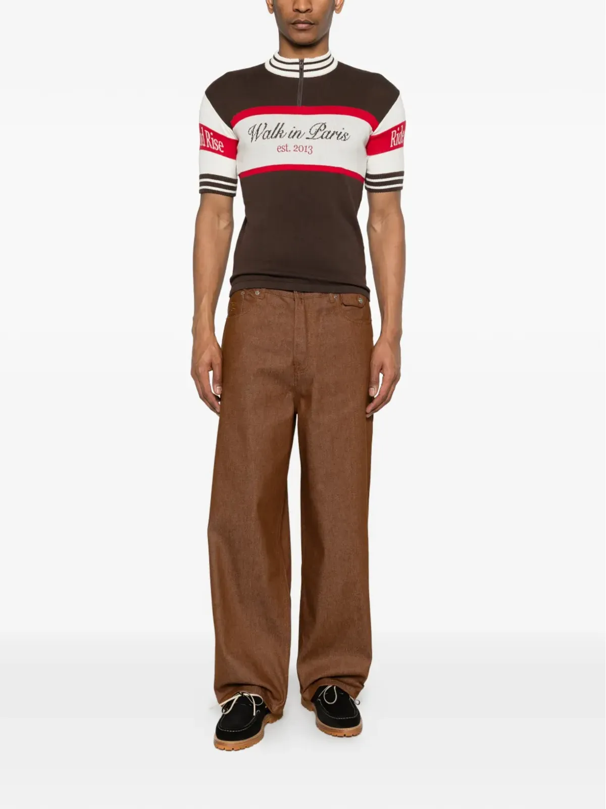 WALK IN PARIS ストライプ柄 半袖Tシャツ（ブラウン） - 画像2