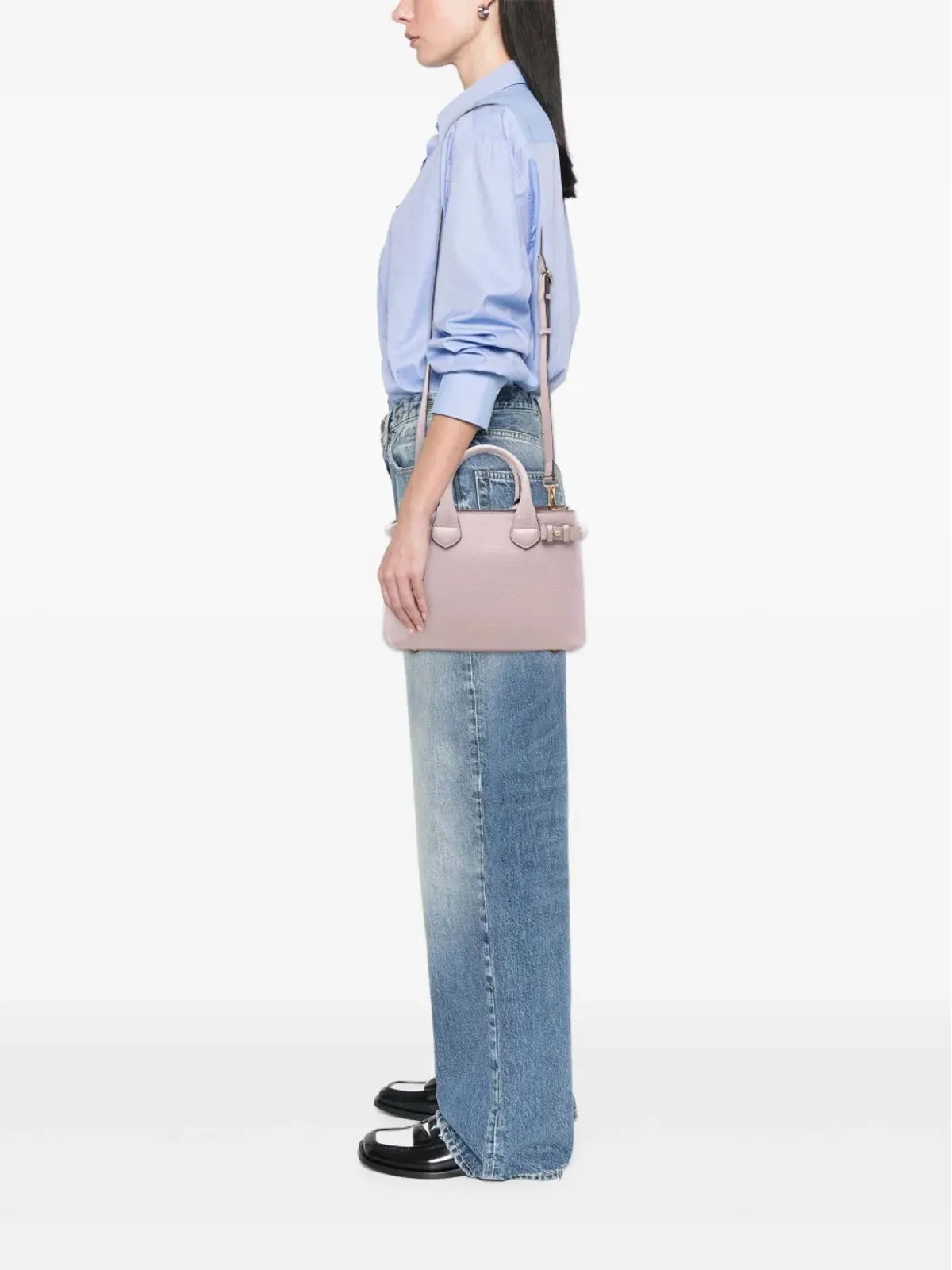 Burberry Pre-Owned 小型レザーとハウスチェック バナーサッチェル - 画像2