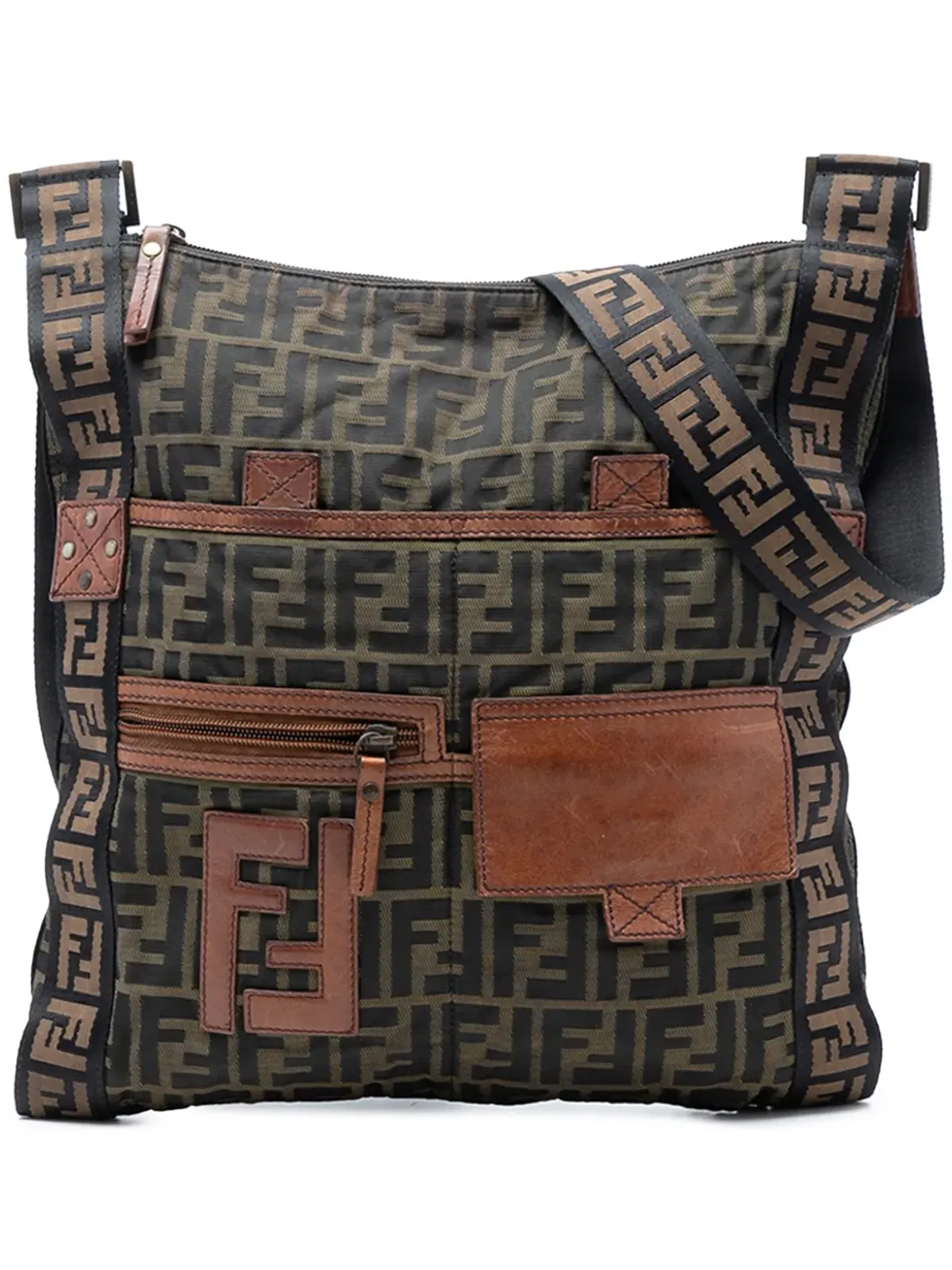 Fendi Pre-Owned Zucca Canvas FF Flat Messenger Bag クロスボディバッグ - ブラウン - 画像1