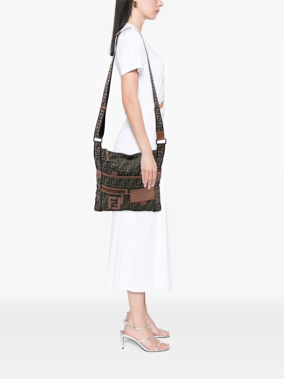 Fendi Pre-Owned Zucca Canvas FF Flat Messenger Bag クロスボディバッグ - ブラウン - 画像2