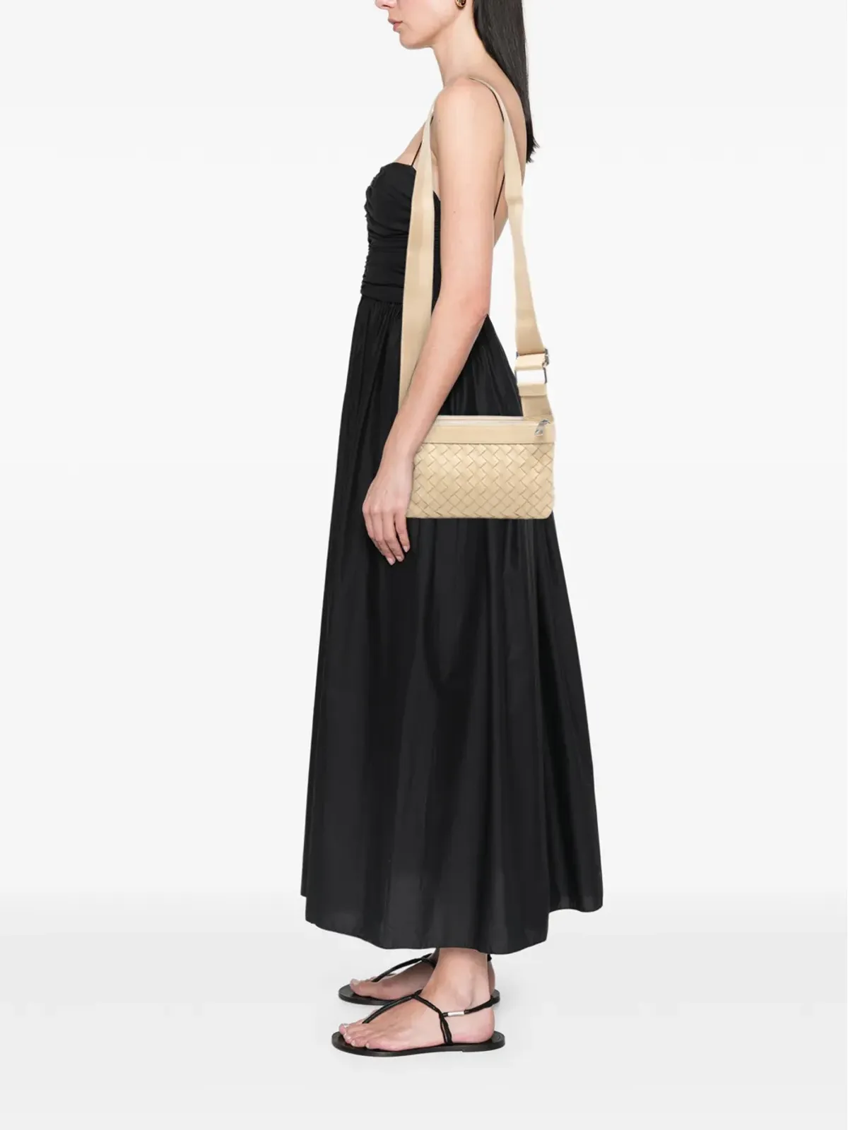 Bottega Veneta Vintage ナッパレザー イントレチャート ダブルジップ クロスボディバッグ - 画像2