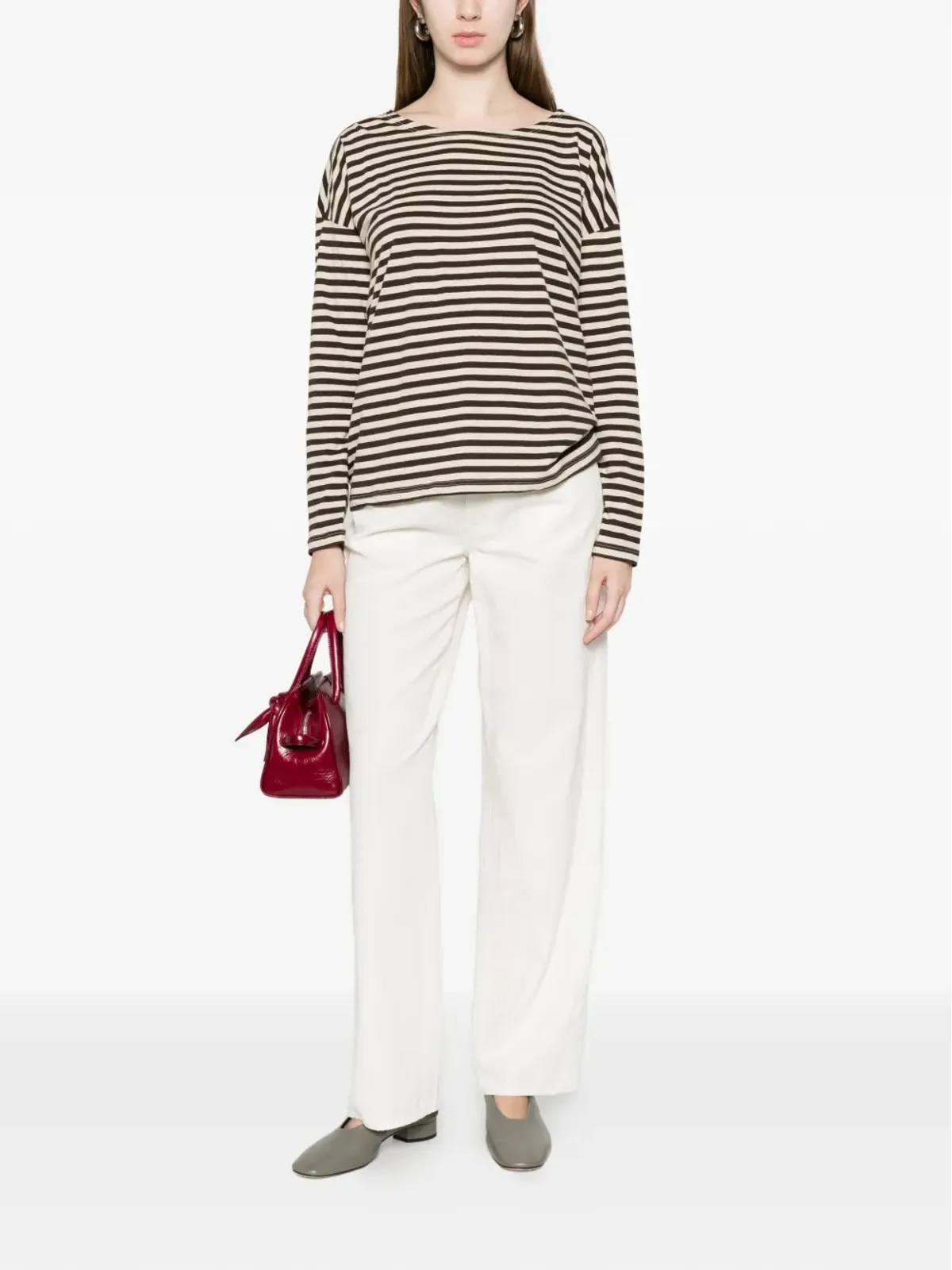 Phisique Du Role striped long-sleeve T-shirt - Black - 画像2