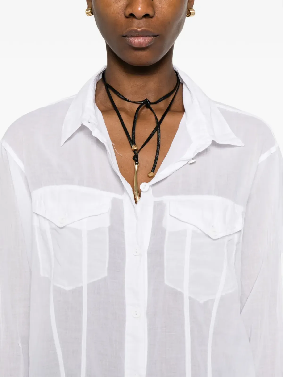 european culture pocket short shirt - White - 画像4