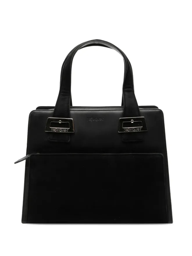 Saint Laurent Pre-Owned Saint Laurent Pre-Owned レザーとトリビュート・スエード トップハンドルバッグ ブラックの商品画像