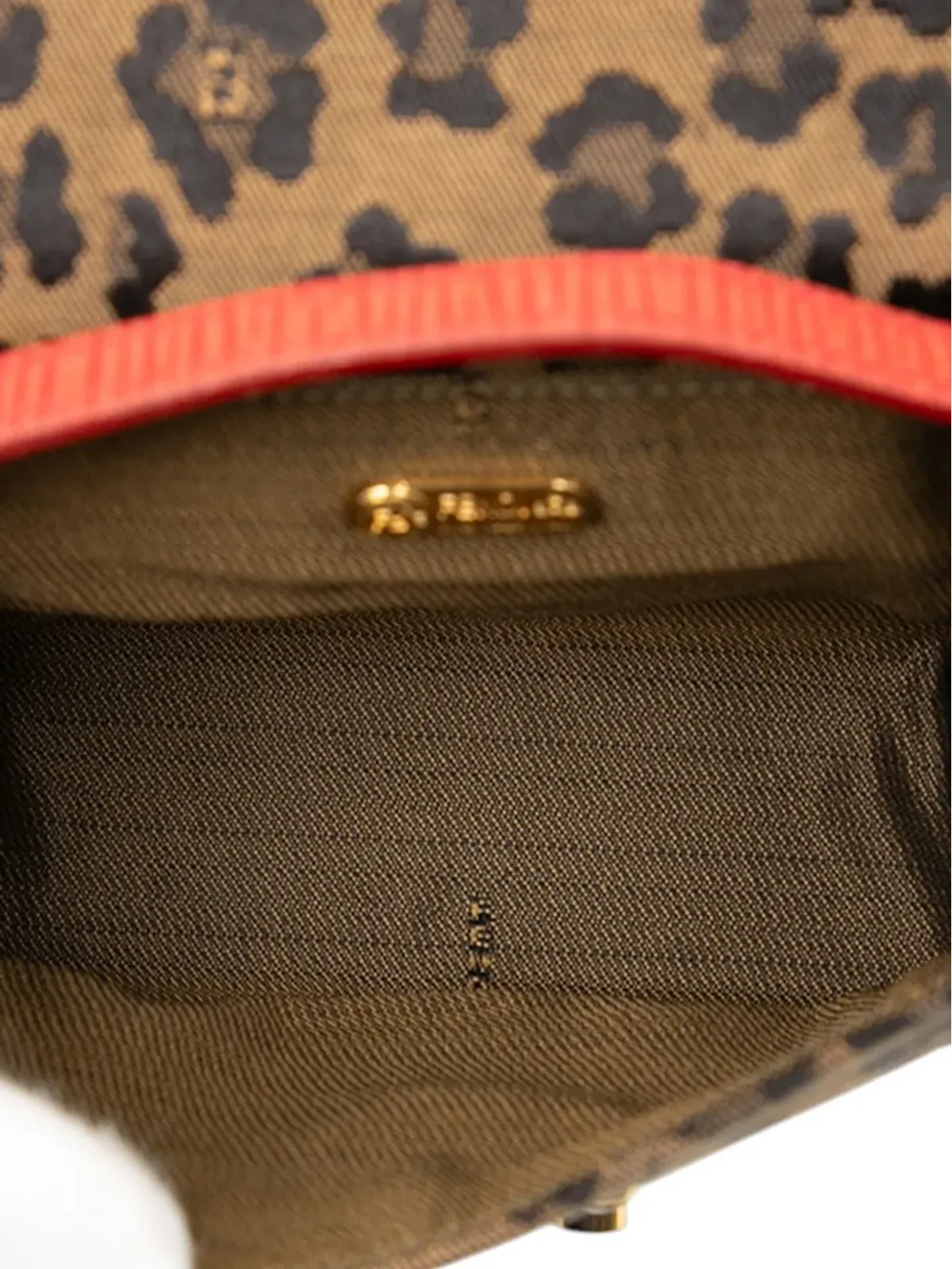 Fendi ビンテージ 20世紀ミニレオパードプリント キャンバス地 フラップ クロスボディバッグ ブラウン - 画像5
