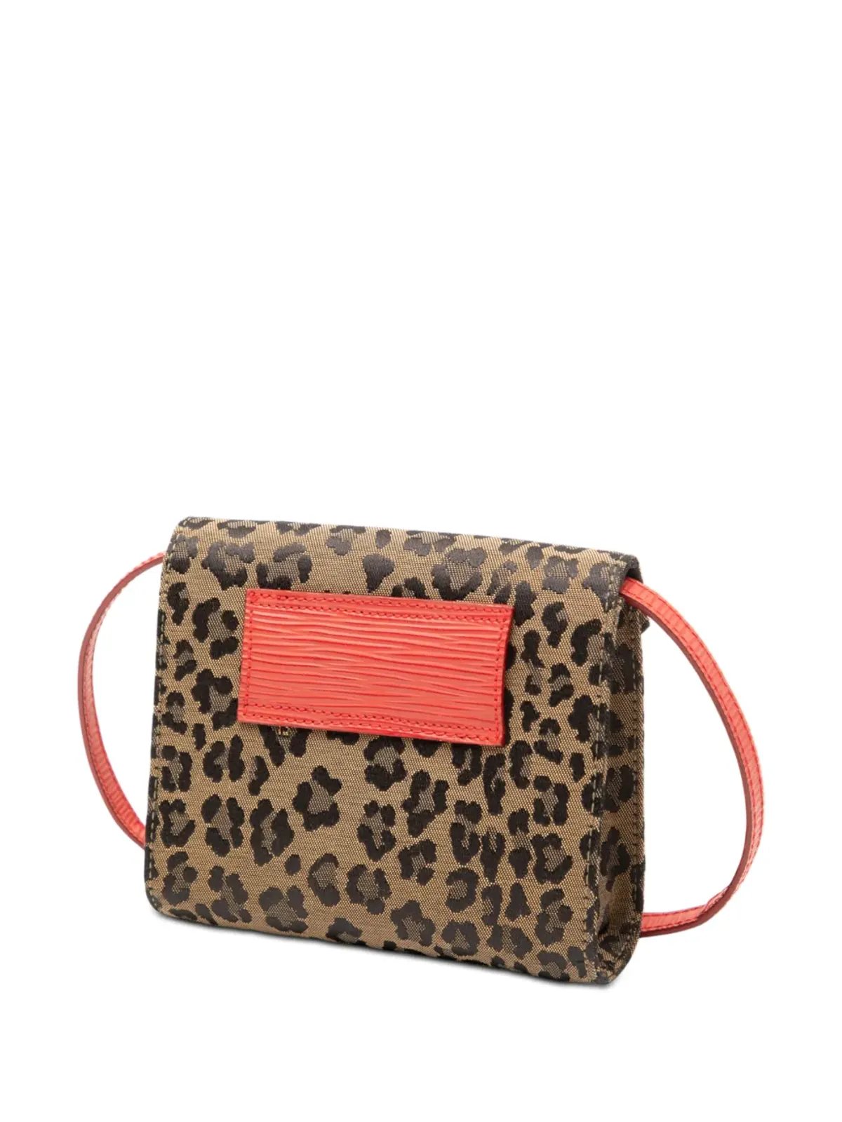 Fendi ビンテージ 20世紀ミニレオパードプリント キャンバス地 フラップ クロスボディバッグ ブラウン - 画像3