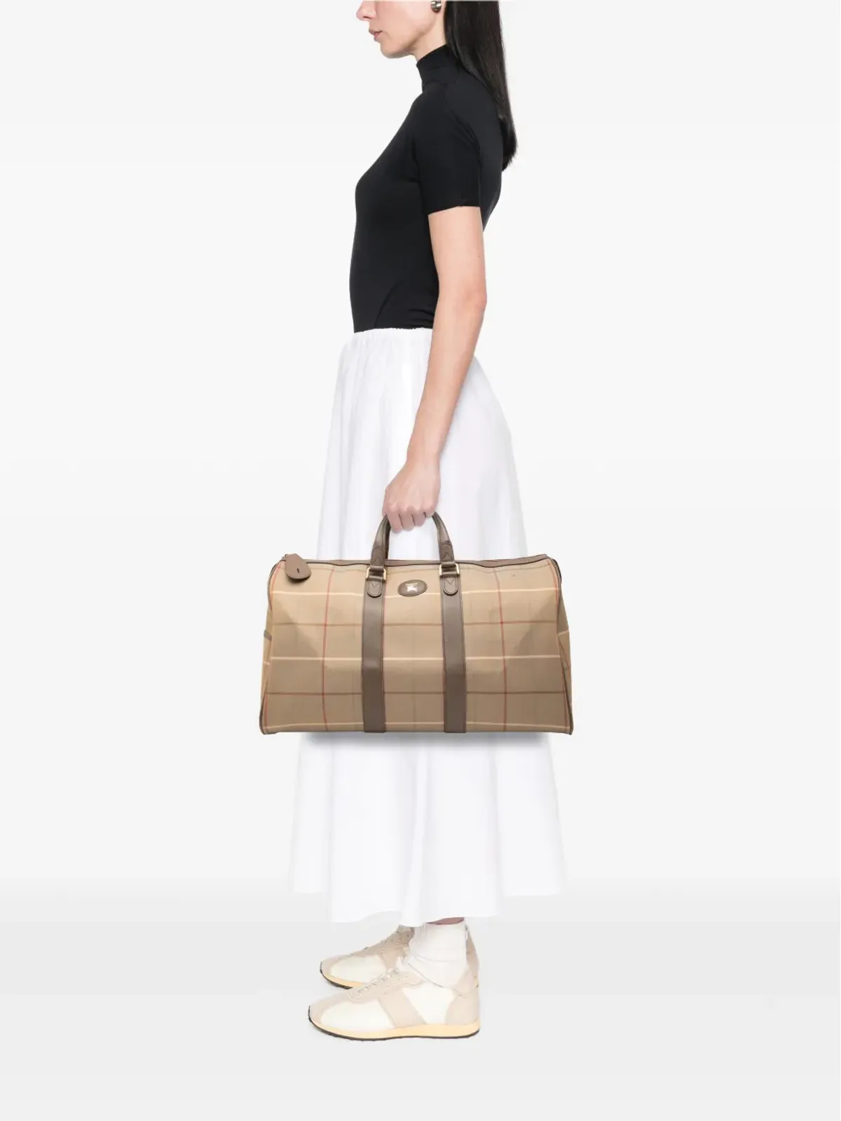 Burberry Pre-Owned 20世紀ヴィンテージ チェック柄 キャンバス トラベルバッグ - ブラウン - 画像2