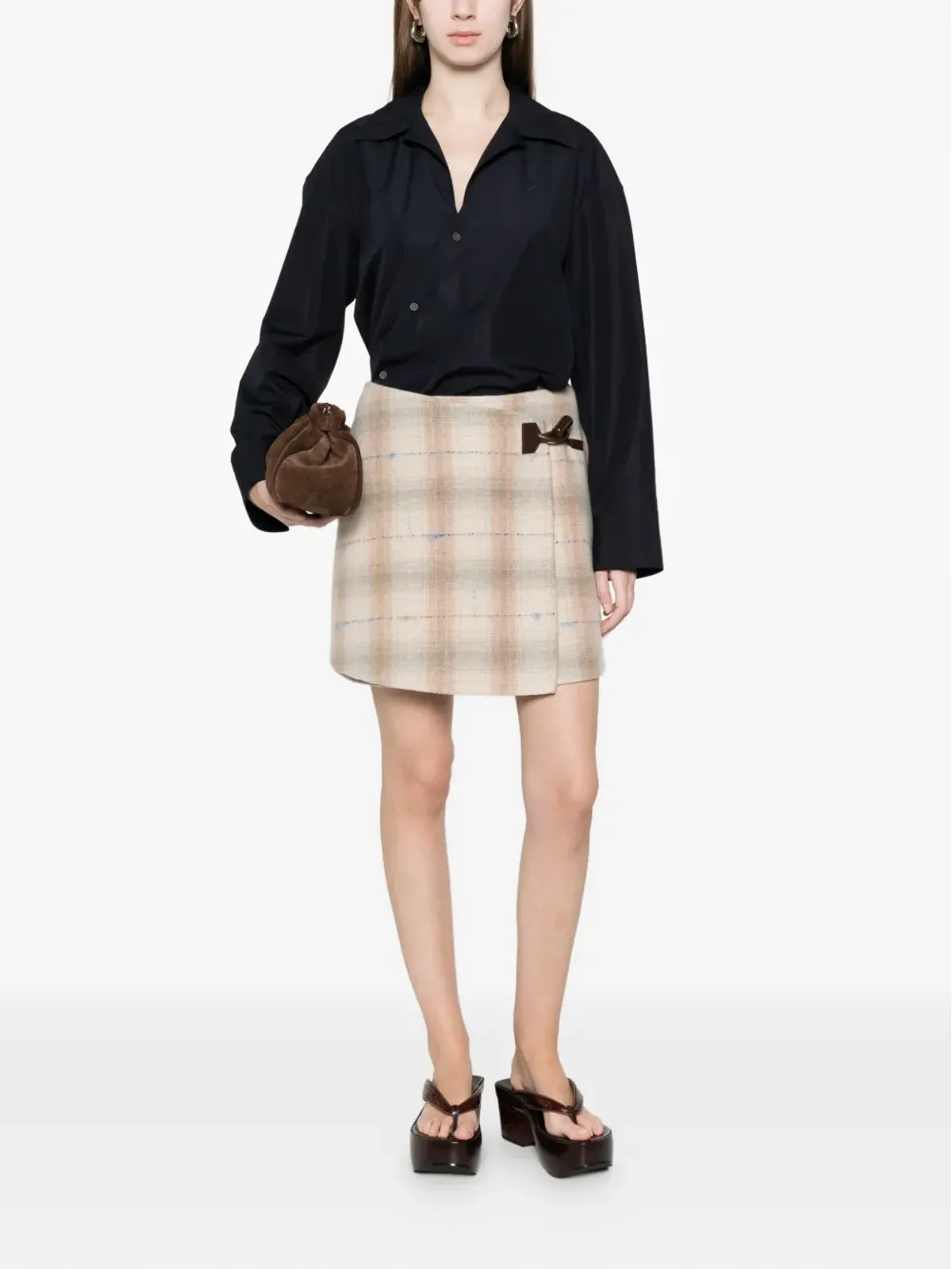LOEWE チェック柄スカート - 画像2