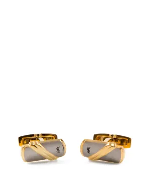 Saint Laurent Pre-Owned 1990年代 長方形型 カフリンクス - ゴールド - サムネイル1