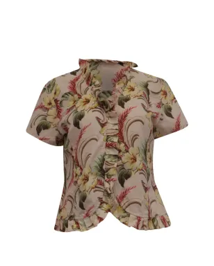 Oscar de la Renta Pre-Owned ビンテージ 花柄プリントのフリルブラウス - サムネイル1