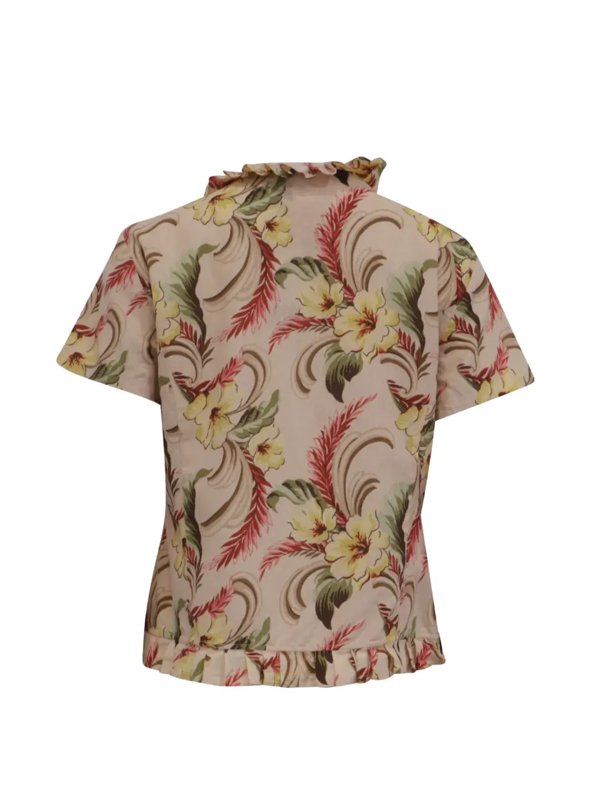 Oscar de la Renta Pre-Owned ビンテージ 花柄プリントのフリルブラウス - 画像2