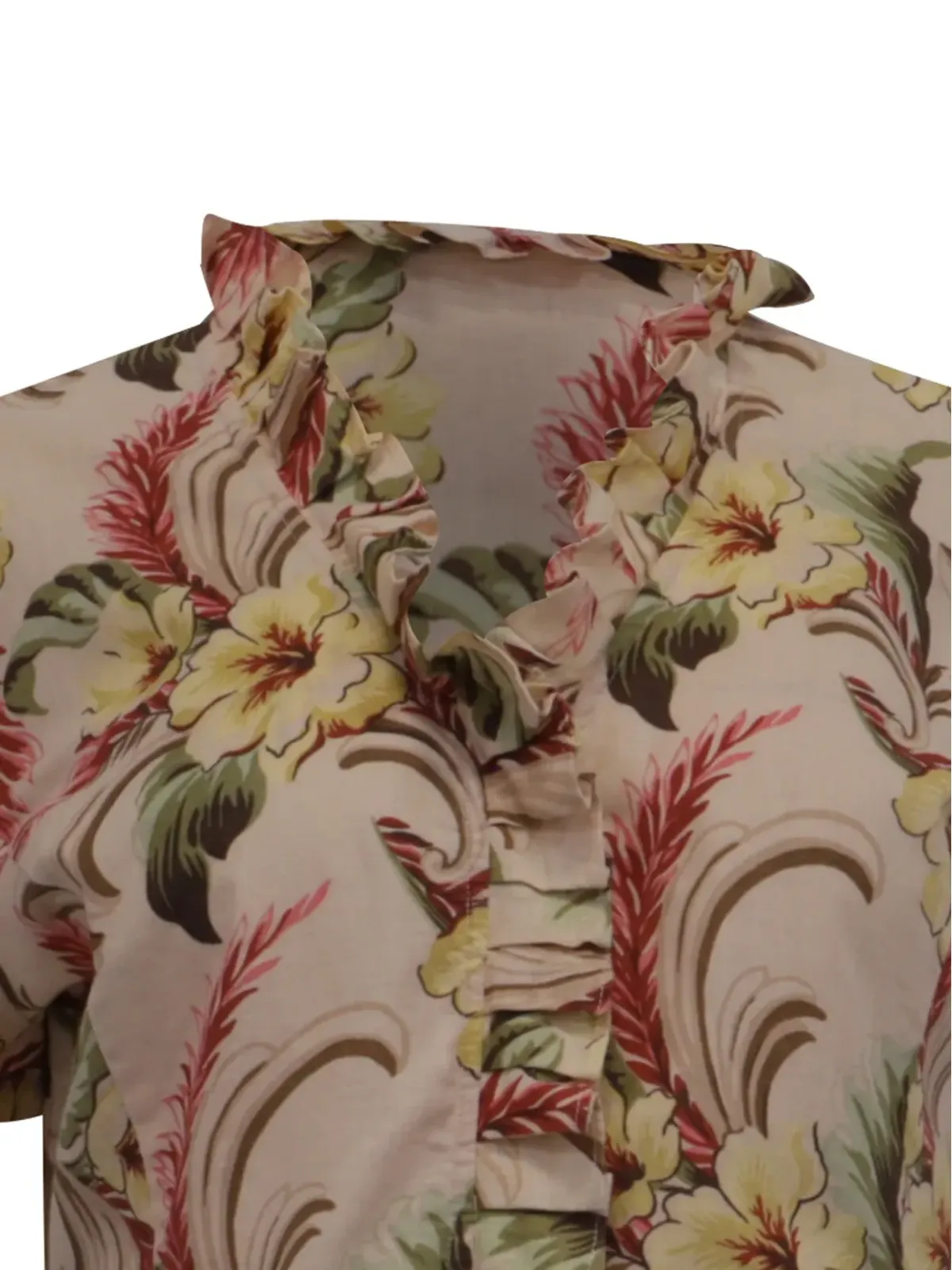 Oscar de la Renta Pre-Owned ビンテージ 花柄プリントのフリルブラウス - 画像4