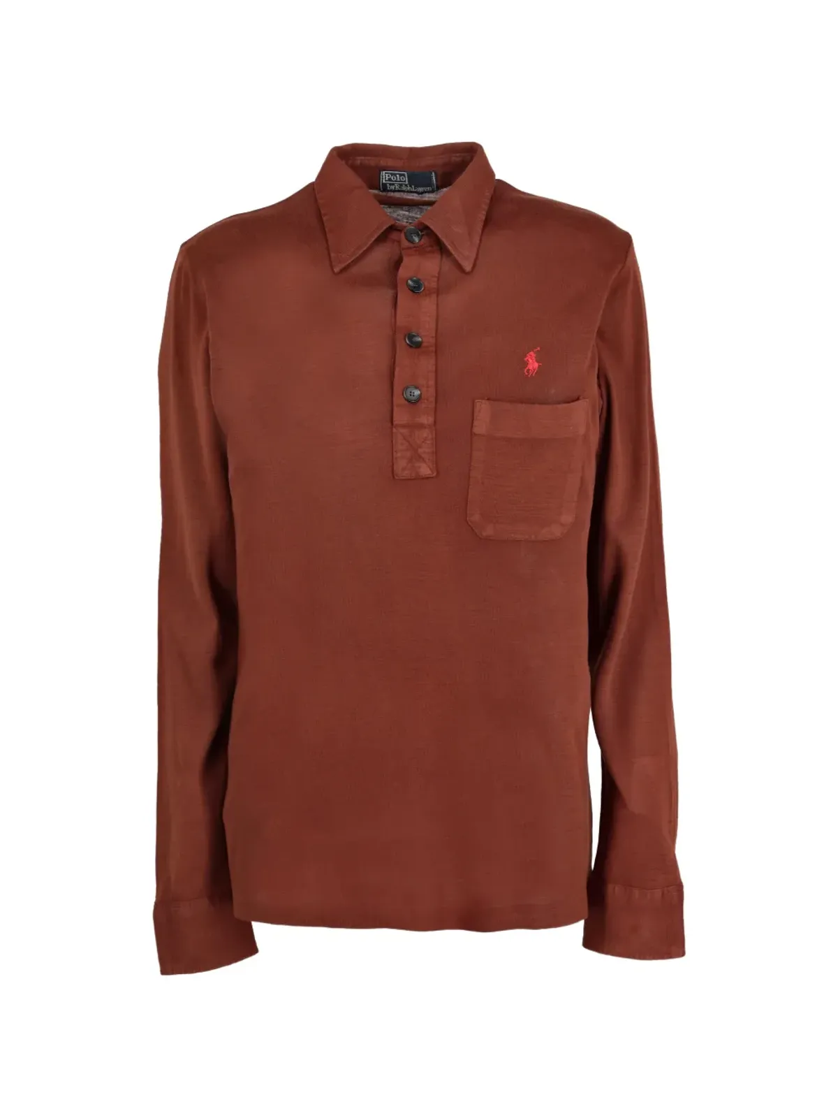 Polo Ralph Lauren Vintage 長袖ポロシャツ ブラウン - 画像1