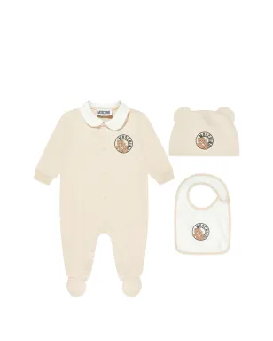 Moschino Kids テディベア ロゴ ベビーロンパース セット（3点セット） - ベージュ - サムネイル1