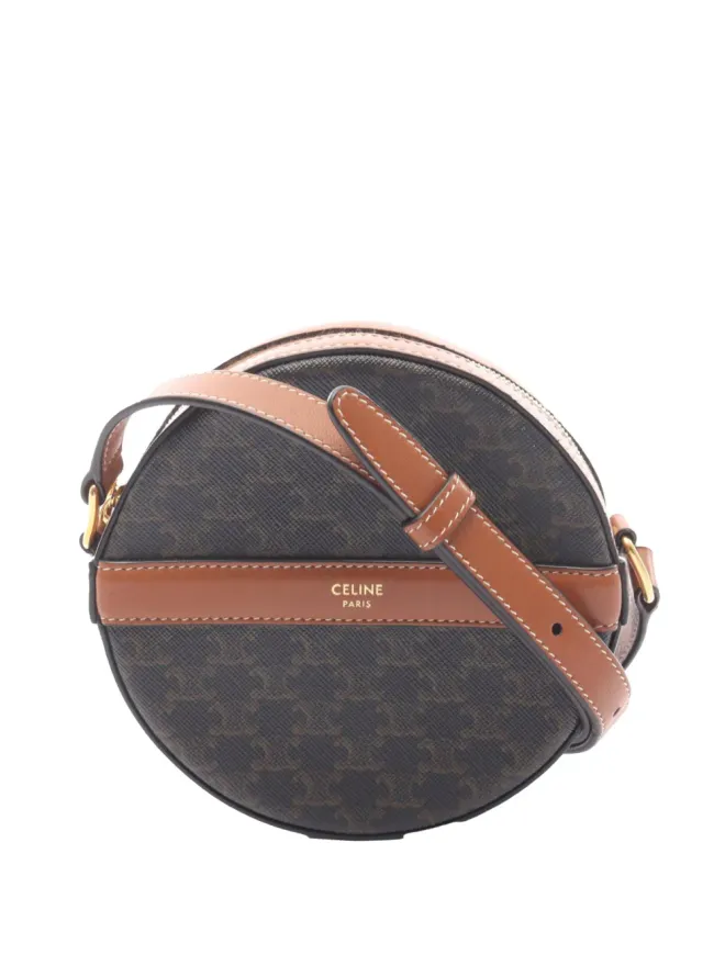 Celine Pre-Owned Celine Pre-Owned Triomphe コーティングキャンバス 丸型ストラップ付きクロスボディバッグ - ブラックの商品画像