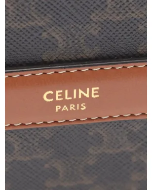 Celine Pre-Owned Triomphe コーティングキャンバス 丸型ストラップ付きクロスボディバッグ - ブラック - サムネイル5